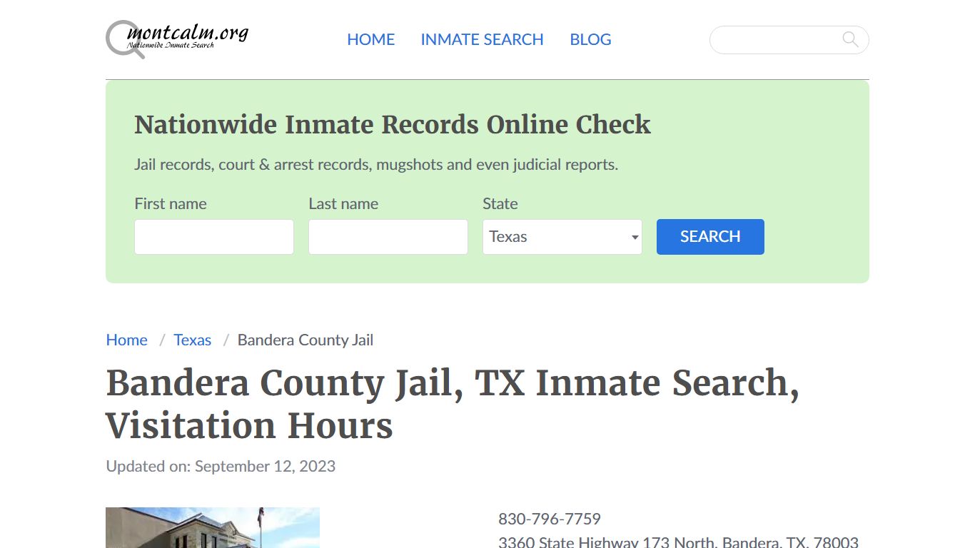 Bandera County Jail, TX Inmate Search, Visitation Hours